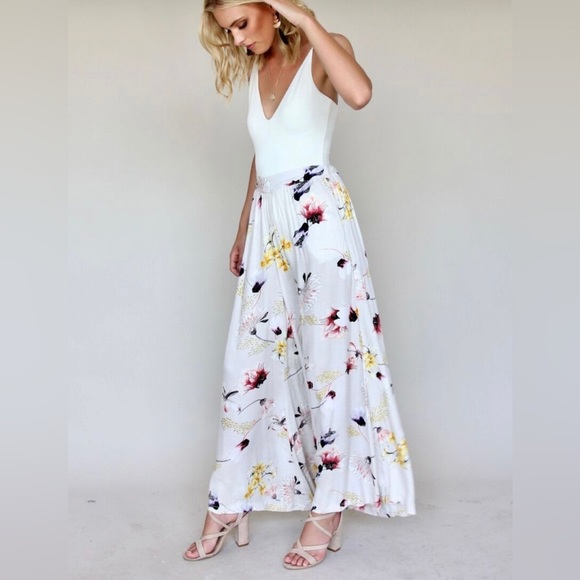 Jaase Pants - Jaase Juliette Bombay Wide Leg Floral Multicolor Pants Sz XS